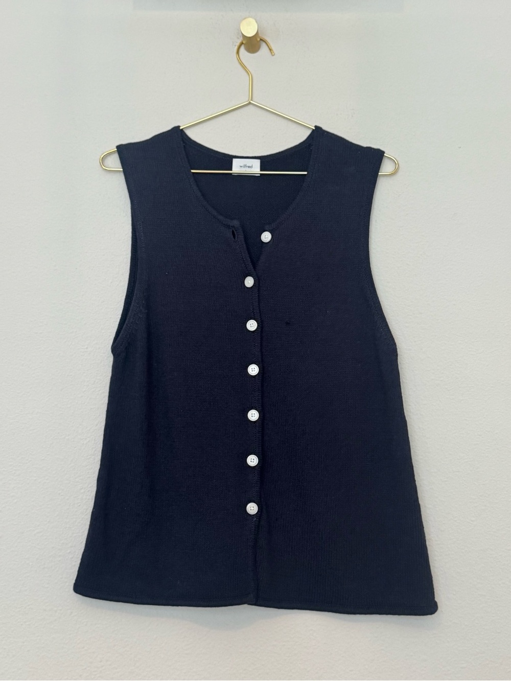 Aritzia Wilfred Black Sleeveless Button-Front Knit Tank